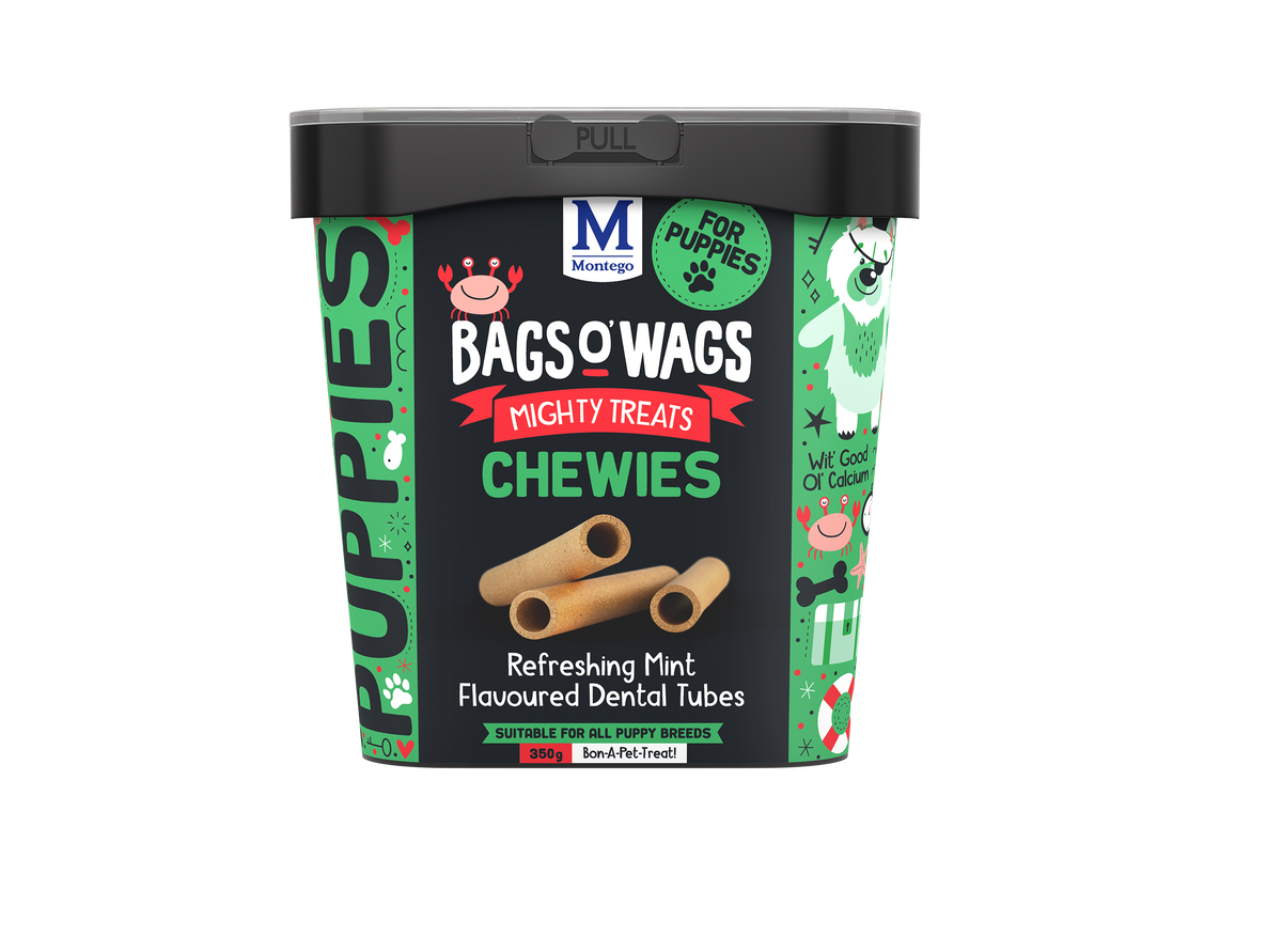 Montego Bags O’ Wags Puppy Dental Tubes Treats 500g tub