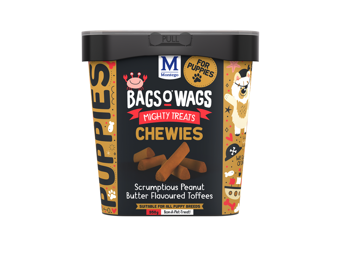 Montego Bags O’ Wags Puppy Toffee Tubes Treats 500g tub