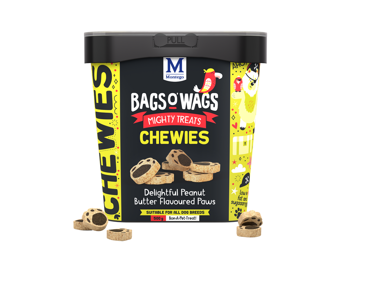 Montego Bags O' Wags Peanut Butter Paws 500g dog treats