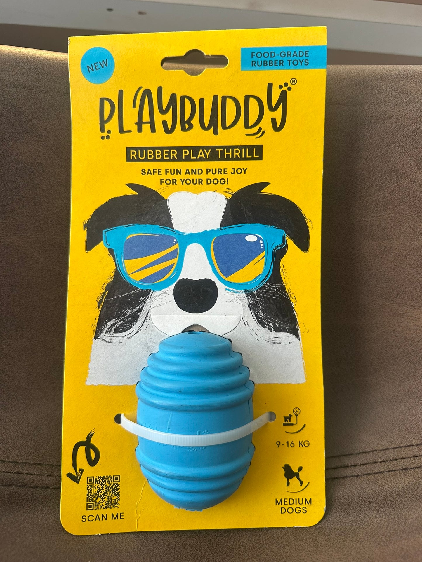 PlayBuddy Thrill medium dog toy in blue