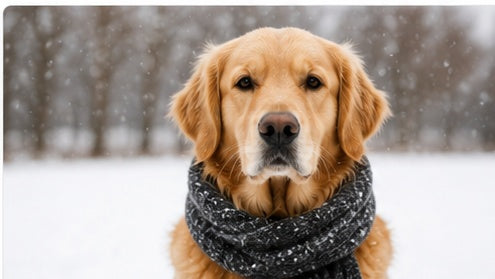Golden retriever in winter for tick and flea prevention article