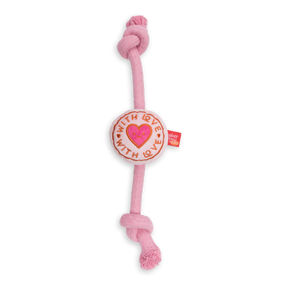 Dog's Life rope dog toy with squeaker in pink