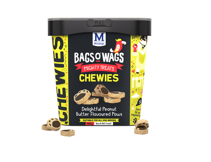 Montego Bags O' Wags Peanut Butter Paws 500g dog treats