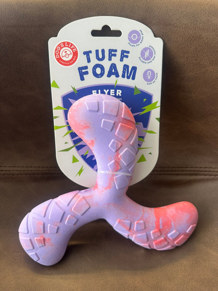 Dog's Life Tuff Foam Flyer dog toy in pink