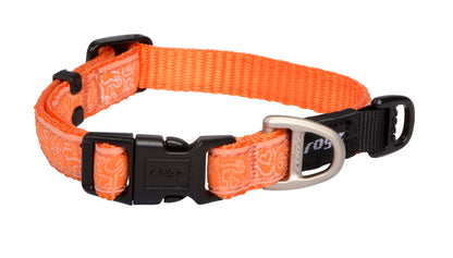 Rogz Fancy Dress XL dog collar in Orange Doodle pattern