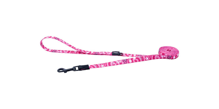 Rogz Fusion dog lead in Pink Paw pattern