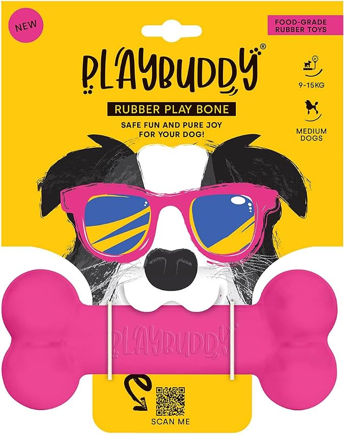PlayBuddy Bone medium dog toy in pink
