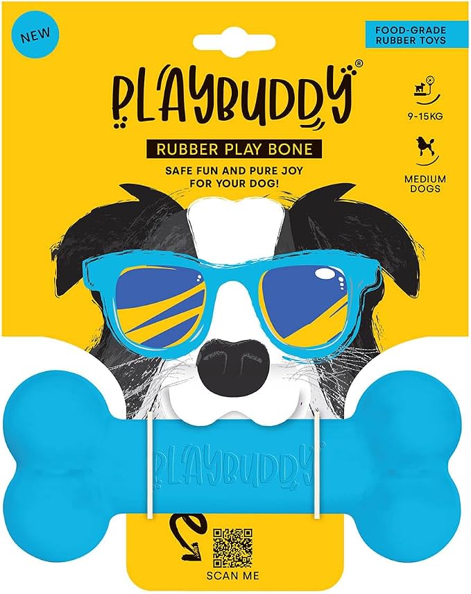 PlayBuddy Bone medium dog toy in blue
