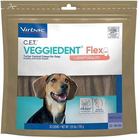 VeggieDent Flex dental chews for medium dogs with joint support