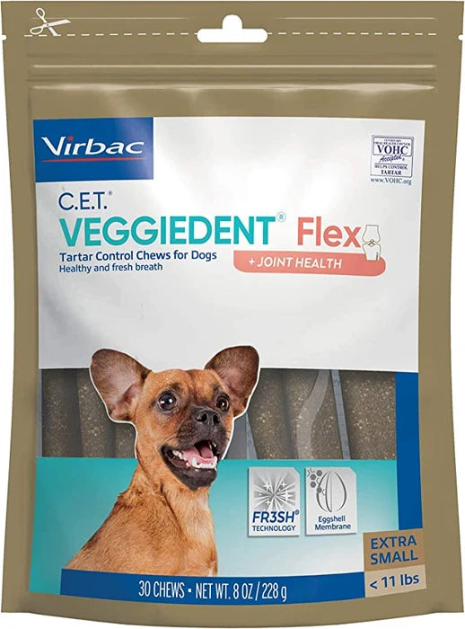 VeggieDent Flex dental chews for extra-small dogs with joint support