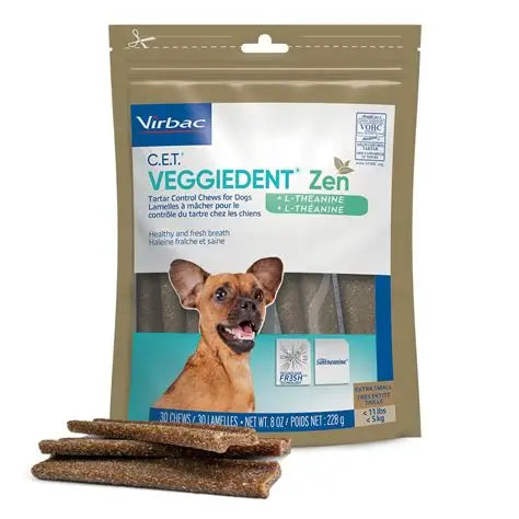 VeggieDent Zen dental chews for extra-small dogs with calming support